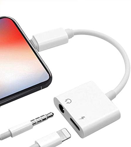 Headphone Adapter for iPhone 3.5mm Aux Charging Cable Connector for iPhone 8/8Plus/XR/X/XS/XS max 2 in 1 Earphone Audio Cables Charger Headphone AUX Audio Charger Adaptor Support All iOS System