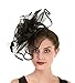 Haojing Women's Organza Church British Fascinator Bridal Tea Party Wedding Hat Summer（Hj2-Black）