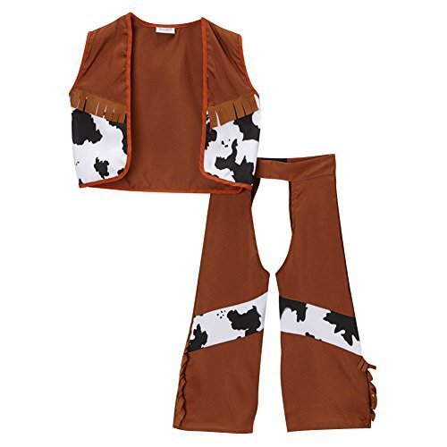 Classic Cowboy Chaps & Vest or Cowboy Chaps & Vest and Hat (Choose Style and Size)