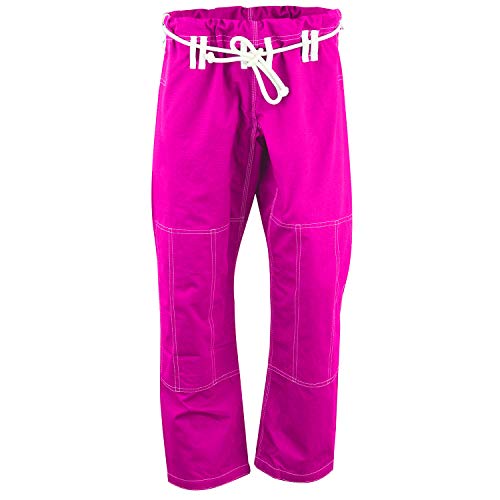 Max5 Full Blank Brazilian Jiu Jitsu Gi MMA Martial Arts Uniform BJJ Gi Grappling Kimono (Pink/White, A1)