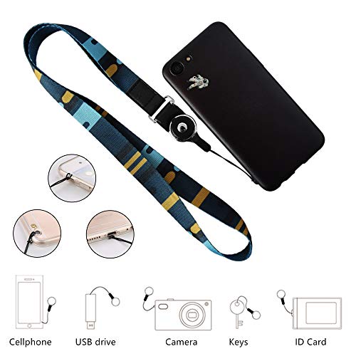 Crimmy Detachable Cell Phone Neck Lanyard, Universal, Double Sided Neck Strap Band Lanyards for Camera, Cell Phone, iPod, USB, Flash Drive (Blue Theme)