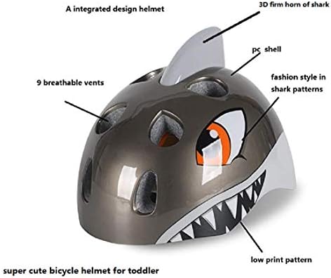 Afuraes Shark Kids Helmet Toddler Bicycle Helmet Safety Children Multi-Sport Helmet for BMX Cycling Stunt Riding Skateboard Scooter Skating Trolley Tricycle 2-8 Years