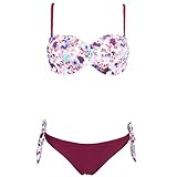 JingQi Women's Bandeau Push Up Floral Beach Wear Swimwear Bikini (Small, Purple)