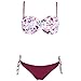 JingQi Women's Bandeau Push Up Floral Beach Wear Swimwear Bikini (Small, Purple)