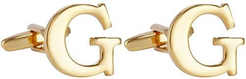 Salutto Men's Alphabet Cufflinks 1 Pair with Gift Box (Gold G)