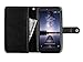 NEXTKIN Case Compatible with ZTE Zmax Pro Carry Z981, Leather Dual Wallet Folio TPU Cover, 2 Large Pockets Double Flap, Multi Card Slots Snap Button Strap for Zmax Pro Carry Z981 - Black