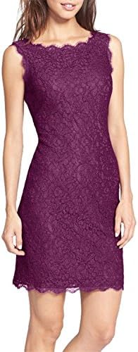 yisqzjzj Seasonal Women's Midi Dress Slimming Full Lace Party Cocktail Dress Purple12