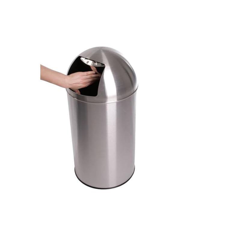 Jago Push Cubo de Basura - 50L, con Tapa Oscilante, Acero Inoxidable