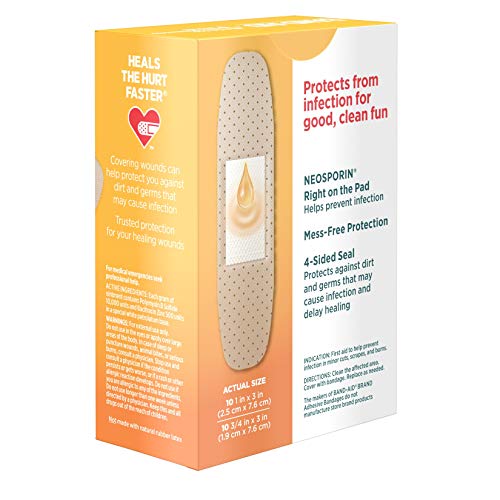 BandAid 5570 Brand Bandages with Neosporin Antibiotic Ointment, Assorted Sizes, 20 ct
