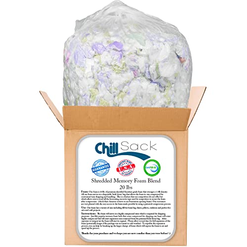 Chill Sack Shredded Memory Foam Refill Filling Foam Refill for Bean Bags, Dog Beds and Pillows