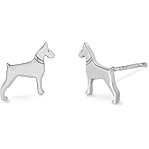 Boma Jewelry Sterling Silver Doberman Pinscher Dog Stud Earrings