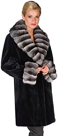 Madison Avenue Mall Womens Sheared Mink Fur Stroller Jacket Chinchilla Trim Size 16