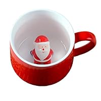 Hoocozi 3D Cute Christmas Coffee Mugs Ceramic Milk Cup Creative Coffee Cup Ceramic Cartoon Cup Gift Cup for Family and Friends 400ML