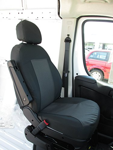 Dodge Durafit Seat Covers.Made to fit 2013+ Promaster Van Exact Fit Front Bucket Seat Covers, Black/Gray, armrest on Drivers only. - Thumbnail 4