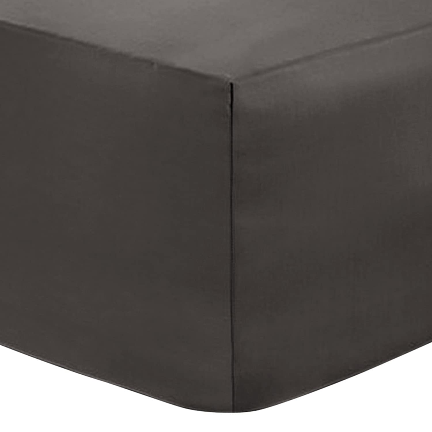 Deep Fitted Bed Sheets Easy-Care Non-Iron Percale 10'' / 25CM Fitted Sheet, Double - Grey