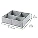mDesign Soft Fabric Dresser Drawer and Closet Storage Organizer, 4 Section Divided Bin for Child/Kids Room, Nursery, Playroom, Bedroom - Textured Print with Solid Trim - Gray