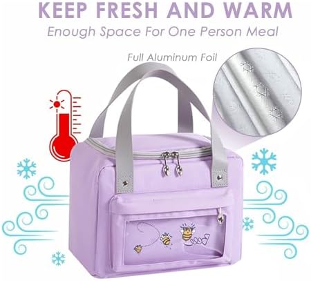 sac isotherme sac isotherme repas lunch bag isotherme femme petit sac repas portable 6L (travail ecole dejeuner quotidien) Gris — photo 5 sur 7