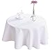 HIGHFLY Linen Round Tablecloth 47 inch Waterproof and Stain Resistant White Table Cloth for Home Party Coffee bar