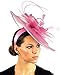 C.C Cocktail Fashion Sinamay Fascinator Hat Feather & Flower Design S102450, Pink