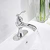 Bathroom Faucet Chrome Waterfall Sink Single Handle One Hole Vanity Basin Lavatory Commercial with Drain Assembly Supply…