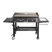 Blackstone 36 inch Outdoor Flat Top Gas Grill Griddle Station - 4-burner - Propane Fueled - Restaurant Grade - Professional Quality - With NEW Accessory Side Shelf and Rear Grease Management System