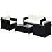 Outsunny 4 Pieces Outdoor Wicker Patio Sofa Set, Rattan Conversation Furniture Set with Chushions and Coffee Table, Whilte primary