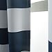 Turquoize Room Darkening Thermal Insulated Blackout Curtains 84 inches Length Grommet Window Panels for Living Room/Bedroom, Striped Navy/White, Set of 2 Panels