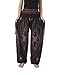 Lannaclothesdesign Women's Smocked Waist Boho Flowy Yoga Harem Pants (S, Black)