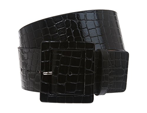 2 1/4" WIDE LADIES HIGH WAIST CROCO PRINT PATENT LEATHER FASHION BELT