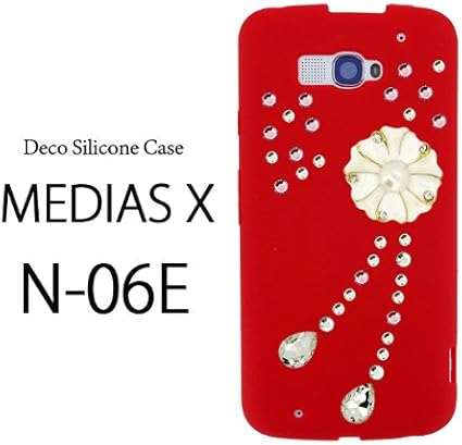 Amazon Medias X N 06e デコシリコンケース 花の泪 赤 Medias X N 06e メディアスx スマートフォン デコ デコレーション ケース カバー ケース カバー 通販
