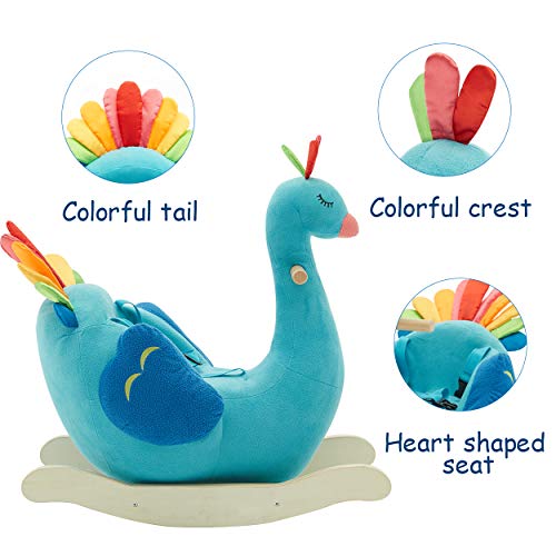 3 Rocking+Peacock+Wooden+Stuffed+Animal