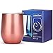 NEWBEA 12 oz Wine Tumbler with Lid, Double Wall Vacuum Insulated Stemless Glass, Stainless Steel Wine Cup Perfect for Wine, Coffee, Drinks, Champagne, Cocktails