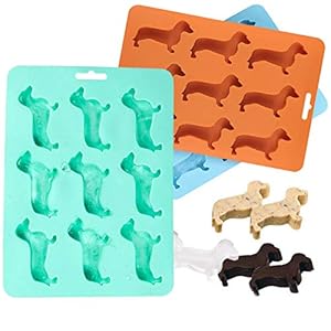 Fiyuer 3 stuks teckel hond vormige siliconen ijsblokjes mallen en dienblad DIY ijsblokjes trays voor kinderen Home Bar…
