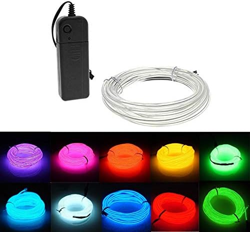 Neon Lights El Wire with Battery Pack 3m/9ft Flexible Neon Lights 3 Lighting Modes Neon Lights Car Lights Garden Wedding Decoration Holiday LED Rope Lights(White)