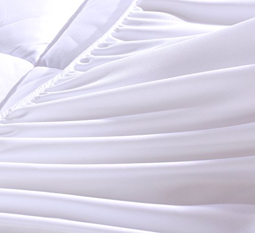 Premium Plus Mattress Pad Hypoallergenic Quilted Topper Deep Pocket Stretch to Fit Anchor Bands Washable Fill 15 oz per sq yd Microfiber Polyester Extra Plush- Pad King 78 by 80 inch 18 inch Depth