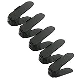 Genuva 5 Pieces Shoe Slots 3 Step Adjustable Space Saver Organizer, Premium Shoes Slots Holder, Double Layer Storage Rack Holder Closet Organizer Space Saver Double Layer Hanger (Black)