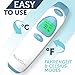 Baby Forehead and Ear Thermometer - Infrared Digital Fever Detector Family First Aid Essential for Infants, Babies, Kids, Adults - Medical Instant Read Thermometer + Storage Bag (White - Blue)