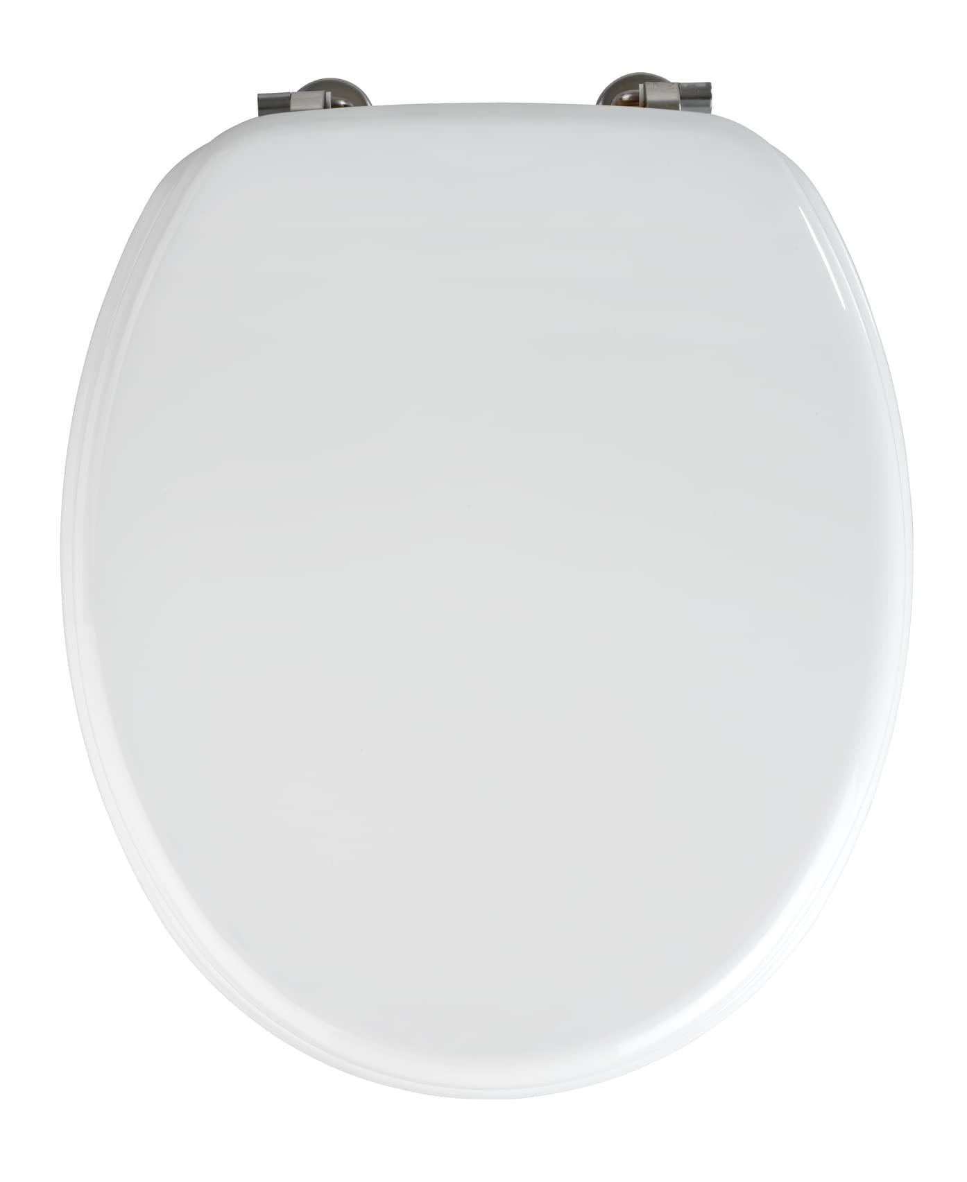 Wenko 154008100 Toilet seat, rustproof Stainless Steel mounting, MDF, 37.5 x 43.5 cm, White