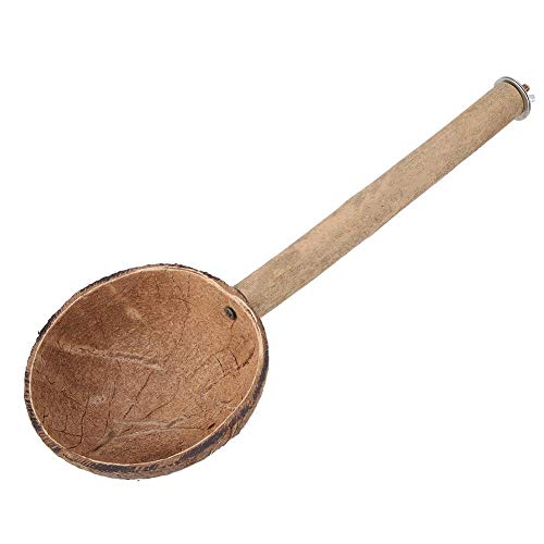 Jimfoty Bird Perch Stand, Natural Coconut Shell Bird Feeder Bowl Bird Cage Parrot Parakeet Stand Parrot Playstand Play Gym