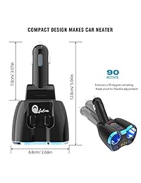 Cargador de coche adaptador divisor de mechero 2 enchufes tipo C multi toma de corriente 12 V 24 V 80 W DC con interruptor de voltímetro LED 5,8 A Dual puerto USB para iPhone, iPad, Android, Samsung, GPS Dash Cam, Negro