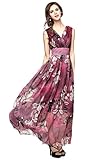 Joy EnvyLand Women V-neck Flower Prom Party Tunic Long Cocktail Beach Dress