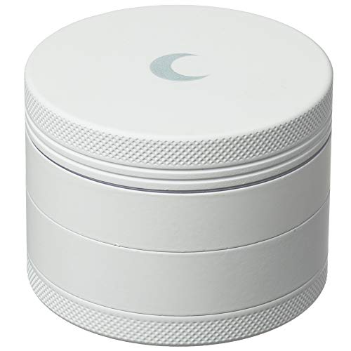Moon Lit Spice Herb Grinder with Pollen Catcher | 4 Piece 2.5 inch with Pollen Scraper, Storage & Cleaning Brush | Smell Proof, Light & Compact | Portable Kitchen & Travel Accessories | Moon White - Thumbnail 4
