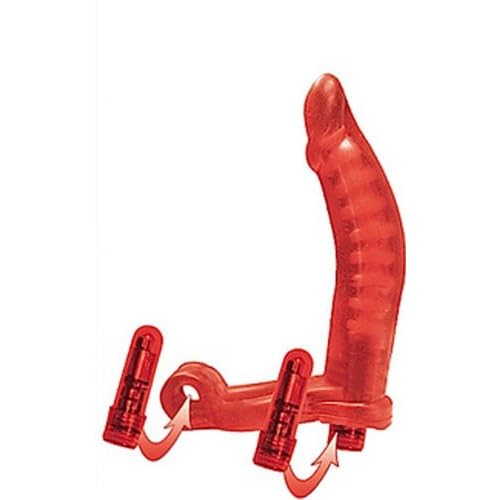 Ultimate Vibrating Bendable Anal Probe Cock Ring - Red image