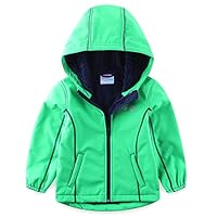 umkaumka Warm Windbreaker Jacket for Kids Fleece Lined Hoodie Green 2T