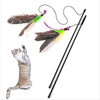 Cat Interactive Toy Stick Feather Wand With Small Bell Mouse Cage Toys Plastic Artificial Colorful Cat Teaser Toy Pet Supplies (Tpye8)