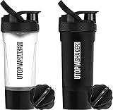 Utopia Home [2-Pack] Shaker Bottle - Fitness Sports Classic Protein Mixer Bottle with Twist and Lock Protein Box Storage (24-Oz / 700 ml) - BPA Free & Leakproof
