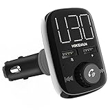 Bluetooth FM Transmitter Car,Wireless Bluetooth 4.2 Hands free Car Kit with Dual Fast Charger Flexible Neck Support U-disk/Micro SD MP3 Player AUX In/Out Stereo Radio Adapter for iPhone Samsung etc