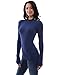 PattyBoutik Women Mock Neck Long Sleeve Military Style Sweater. (Blue Medium)