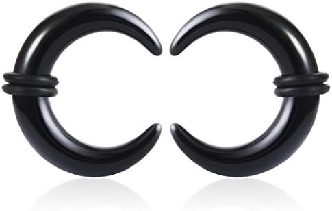 Cottovott 1 Pairs Acrylic C shape Pincher Tapers Septum Expander Pierced Body Jewelry Black 12G-00G (2.5mm=10G)