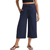 TARSE Wide Leg Cropped Palazzo Pants for Women Culottes with Pockets Summer Gaucho Pants